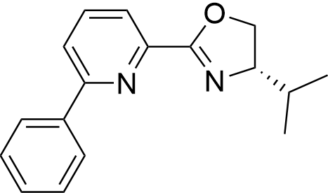 (S)-4-Isopropyl-2-(6-phenylpyridin-2-yl)-4,5-dihydrooxazole structure diagram