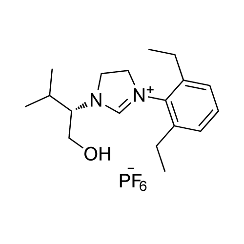 (S)-3-(2,6-Diethylphenyl)-1-(1-hydroxy-3-methylbutan-2-yl)-4,5-dihydro-1H-imidazol-3-ium hexafluorophosphate(V) structure diagram