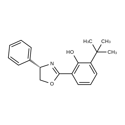 (S)-2-(tert-Butyl)-6-(4-phenyl-4,5-dihydrooxazol-2-yl)phenol structure diagram