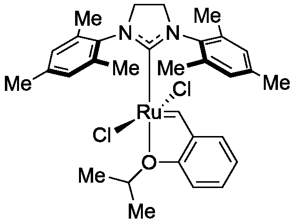 (1,3-Dimesitylimidazolidin-2-ylidene)(2-isopropoxybenzylidene)ruthenium(VI) chloride structure diagram
