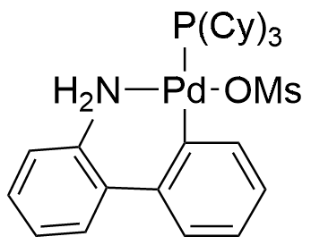 Methanesulfonato(tricyclohexylphosphine)(2'-amino-1,1'-biphenyl-2-yl)palladium(II) structure diagram