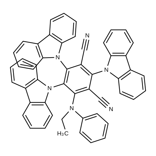 2,4,5-Tri(9H-carbazol-9-yl)-6-(ethyl(phenyl)amino)isophthalonitrile structure diagram