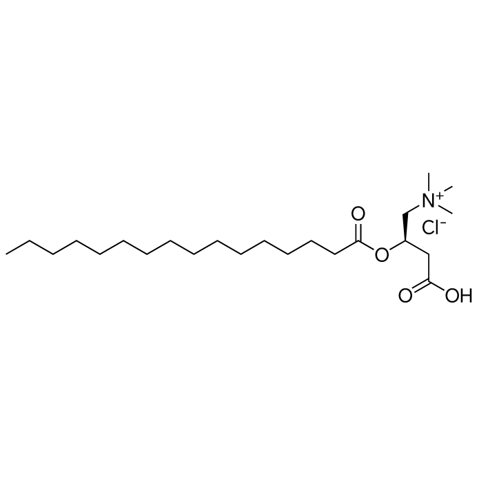 (R)-3-Carboxy-N,N,N-trimethyl-2-(palmitoyloxy)propan-1-aminium chloride structure diagram