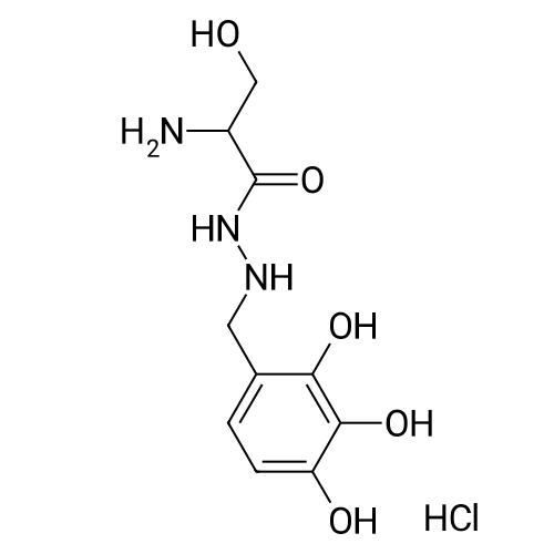 2-Amino-3-hydroxy-N'-(2,3,4-trihydroxybenzyl)propanehydrazide hydrochloride structure diagram