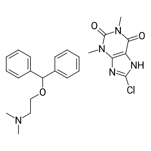 8-Chloro-1,3-dimethyl-1H-purine-2,6(3H,7H)-dione 2-(benzhydryloxy)-N,N-dimethylethanamine salt structure diagram
