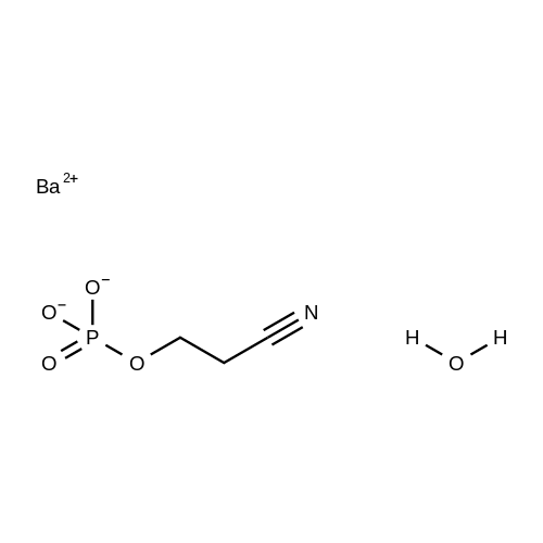 Barium 2-cyanoethyl phosphate xhydrate structure diagram