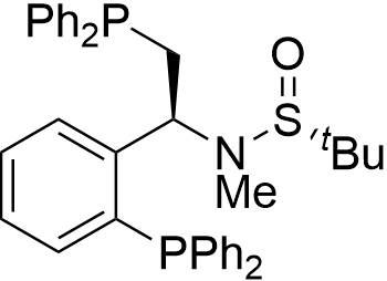 (R)-N-((S)-2-(Diphenylphosphaneyl)-1-(2-(diphenylphosphaneyl)phenyl)ethyl)-N,2-dimethylpropane-2-sulfinamide structure diagram