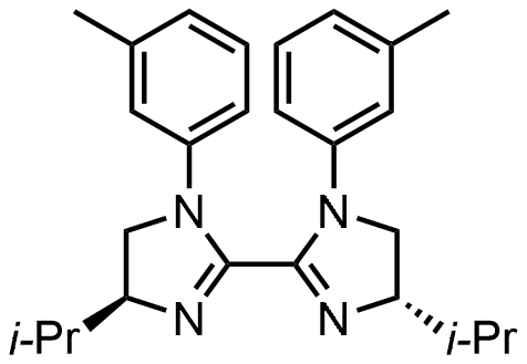 (4S,4'S)-4,4'-Diisopropyl-1,1'-di-m-tolyl-4,4',5,5'-tetrahydro-1H,1'H-2,2'-biimidazole structure diagram