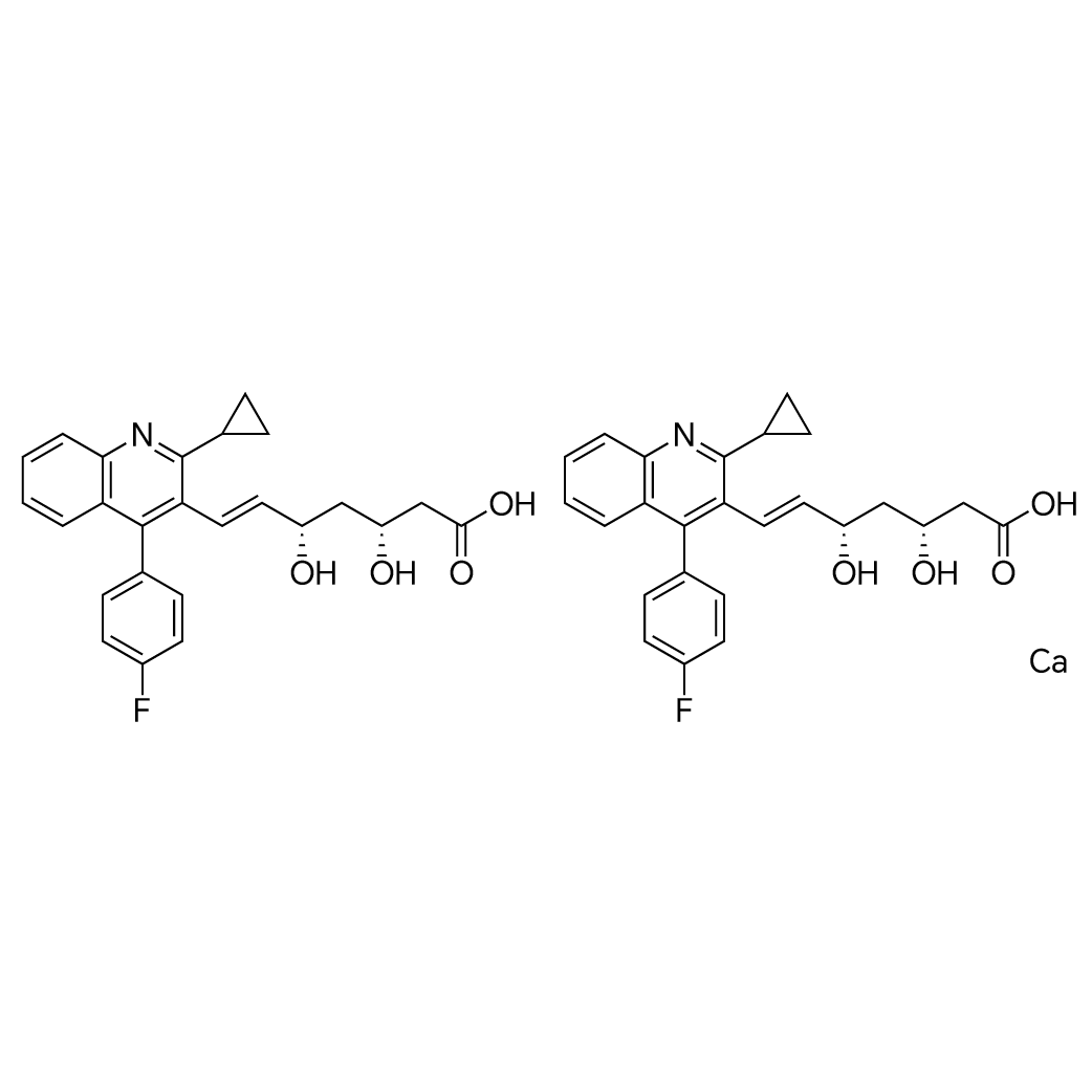 Calcium (3R,5S,E)-7-(2-cyclopropyl-4-(4-fluorophenyl)quinolin-3-yl)-3,5-dihydroxyhept-6-enoate structure diagram