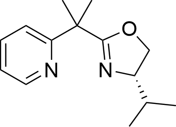 (S)-4-Isopropyl-2-(2-(pyridin-2-yl)propan-2-yl)-4,5-dihydrooxazole structure diagram