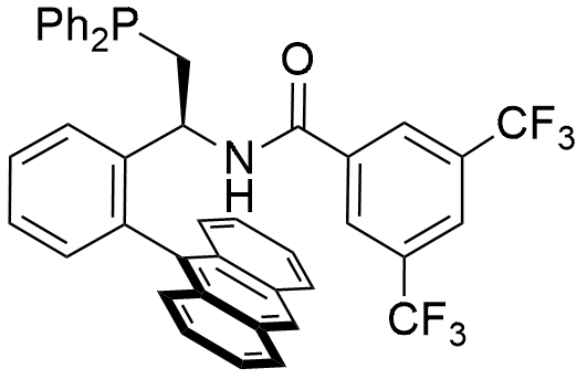 (S)-N-(1-(2-(Anthracen-9-yl)phenyl)-2-(diphenylphosphanyl)ethyl)-3,5-bis(trifluoromethyl)benzamide structure diagram