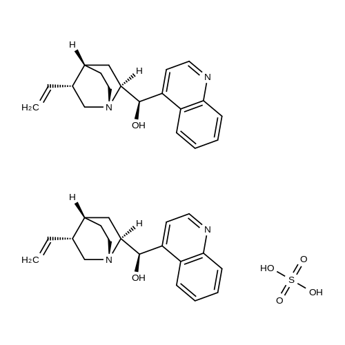 (1R)-Quinolin-4-yl((2S,4S,5R)-5-vinylquinuclidin-2-yl)methanol sulfate dihydrate structure diagram