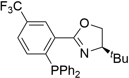 (R)-4-(tert-Butyl)-2-(2-(diphenylphosphanyl)-5-(trifluoromethyl)phenyl)-4,5-dihydrooxazole structure diagram