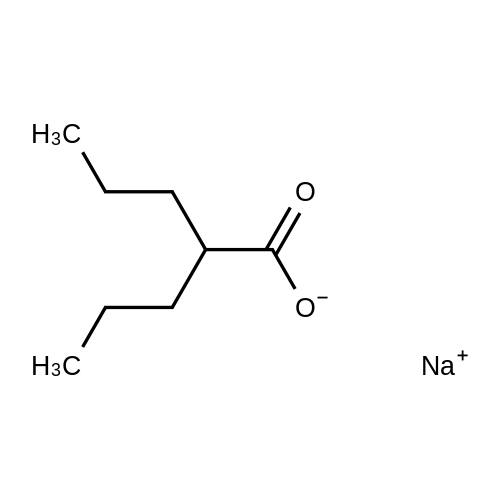 Sodium 2-propylpentanoate structure diagram