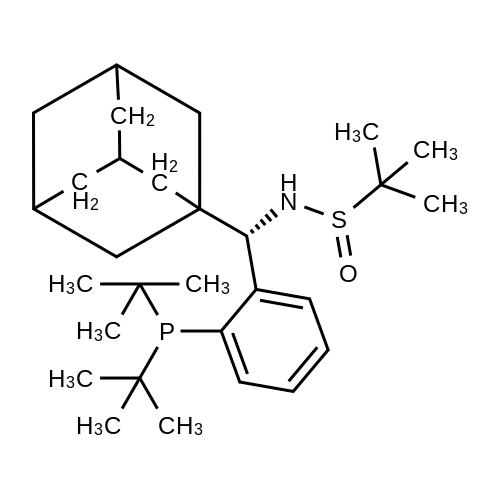 (R)-N-((S)-Adamantan-1-yl(2-(di-tert-butylphosphanyl)phenyl)methyl)-2-methylpropane-2-sulfinamide structure diagram