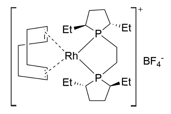 1,2-Bis((2S,5S)-2,5-diethylphospholano)ethane(cyclooctadiene)rhodium(I) tetrafluoroborate structure diagram