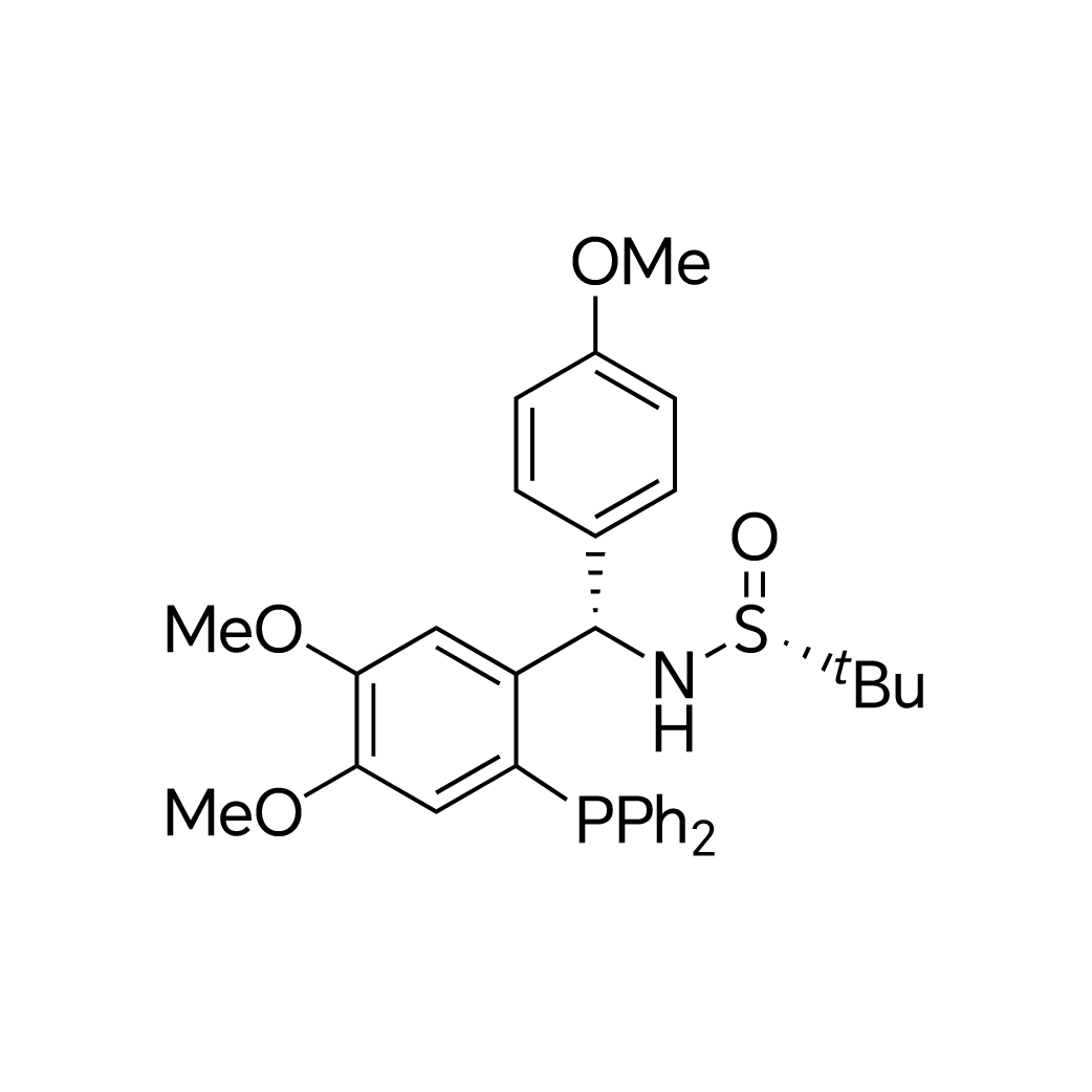 (R)-N-((S)-(2-(Diphenylphosphino)-4,5-dimethoxyphenyl)(4-methoxyphenyl)methyl)-2-methylpropane-2-sulfinamide structure diagram
