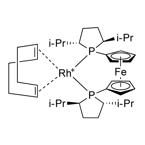 1,1-Bis((2S,5S)-2,5-di-i-propylphospholano)ferrocene(cyclooctadiene)rhodium(I) structure diagram