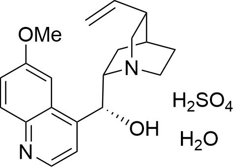 (R)-(6-methoxyquinolin-4-yl)((1S,2S,4S,5R)-5-vinylquinuclidin-2-yl)methanol sulfate hydrate(2:1:4) structure diagram