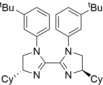 (4R,4'R)-1,1'-Bis(3-(tert-butyl)phenyl)-4,4'-dicyclohexyl-4,4',5,5'-tetrahydro-1H,1'H-2,2'-biimidazole structure diagram