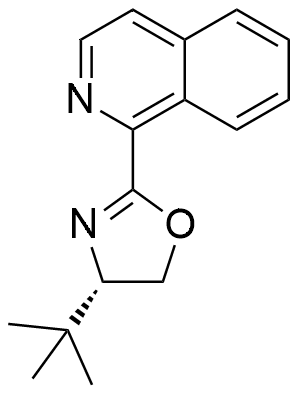 (S)-4-(tert-Butyl)-2-(isoquinolin-1-yl)-4,5-dihydrooxazole structure diagram