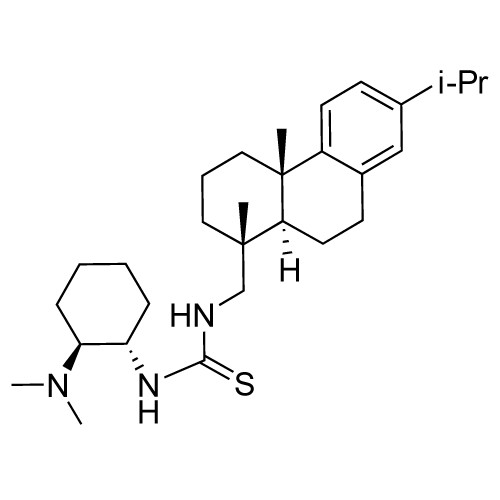 1-((1S,2S)-2-(Dimethylamino)cyclohexyl)-3-(((1R,4aS,10aR)-7-isopropyl-1,4a-dimethyl-1,2,3,4,4a,9,10,10a-octahydrophenanthren-1-yl)methyl)thiourea structure diagram