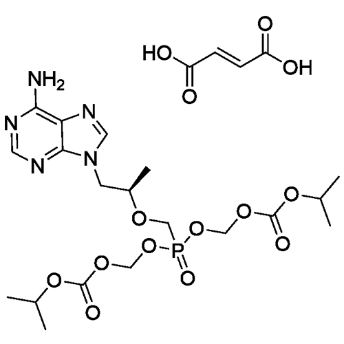 (R)-(((((1-(6-Amino-9H-purin-9-yl)propan-2-yl)oxy)methyl)phosphoryl)bis(oxy))bis(methylene) diisopropyl dicarbonate fumarate structure diagram
