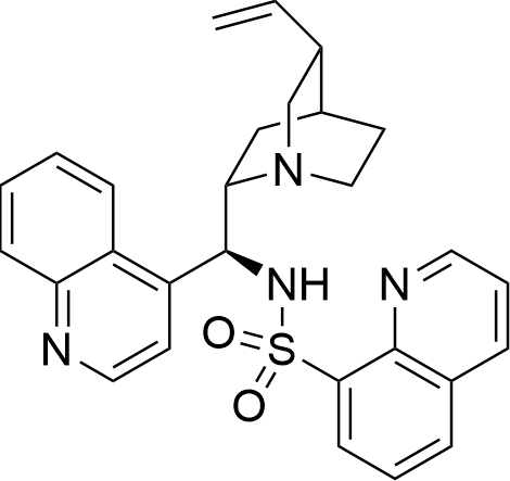 N-((S)-Quinolin-4-yl((1S,2S,4S,5R)-5-vinylquinuclidin-2-yl)methyl)quinoline-8-sulfonamide structure diagram