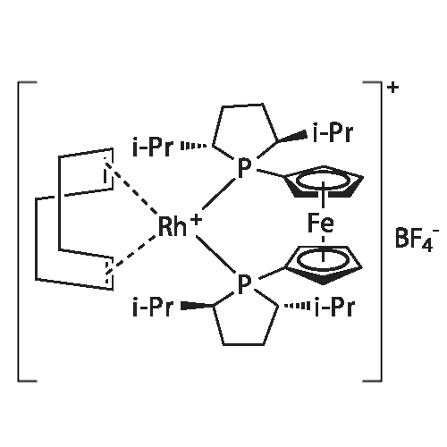 1,1-Bis((2R,5R)-2,5-di-i-propylphospholano)ferrocene(cyclooctadiene)rhodium(I) structure diagram