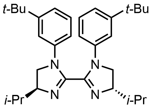 (4S,4'S)-1,1'-Bis(3-(tert-butyl)phenyl)-4,4'-diisopropyl-4,4',5,5'-tetrahydro-1H,1'H-2,2'-biimidazole structure diagram