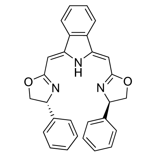 (1Z,3Z)-1,3-bis(((R)-4-phenyl-4,5-dihydrooxazol-2-yl)methylene)isoindoline structure diagram