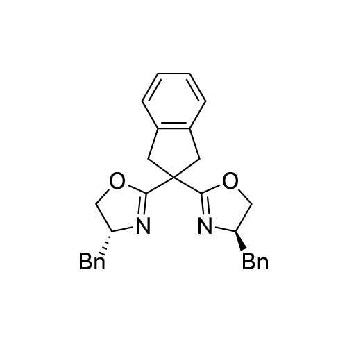 (4R,4'R)-2,2'-(2,3-Dihydro-1H-indene-2,2-diyl)bis(4-benzyl-4,5-dihydrooxazole) structure diagram