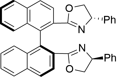 (1S)-2,2'-Bis((S)-4-phenyl-4,5-dihydrooxazol-2-yl)-1,1'-binaphthalene structure diagram