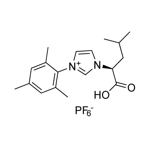 (S)-1-(1-Carboxy-3-methylbutyl)-3-mesityl-1H-imidazol-3-ium hexafluorophosphate(V) structure diagram