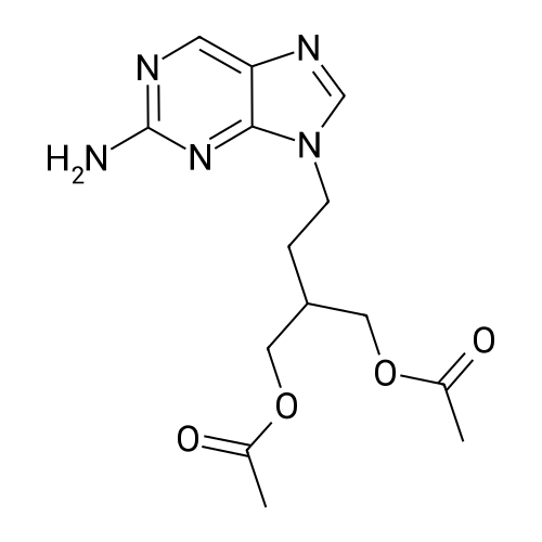 2-(2-(2-Amino-9H-purin-9-yl)ethyl)propane-1,3-diyl diacetate structure diagram