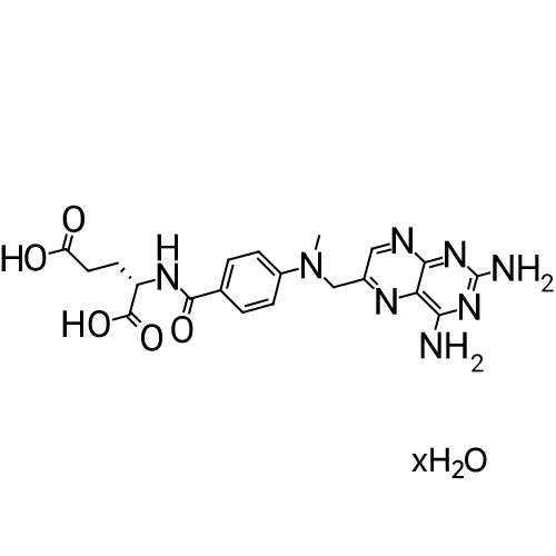 (4-(((2,4-Diaminopteridin-6-yl)methyl)(methyl)amino)benzoyl)-L-glutamic acid hydrate(1:x) structure diagram