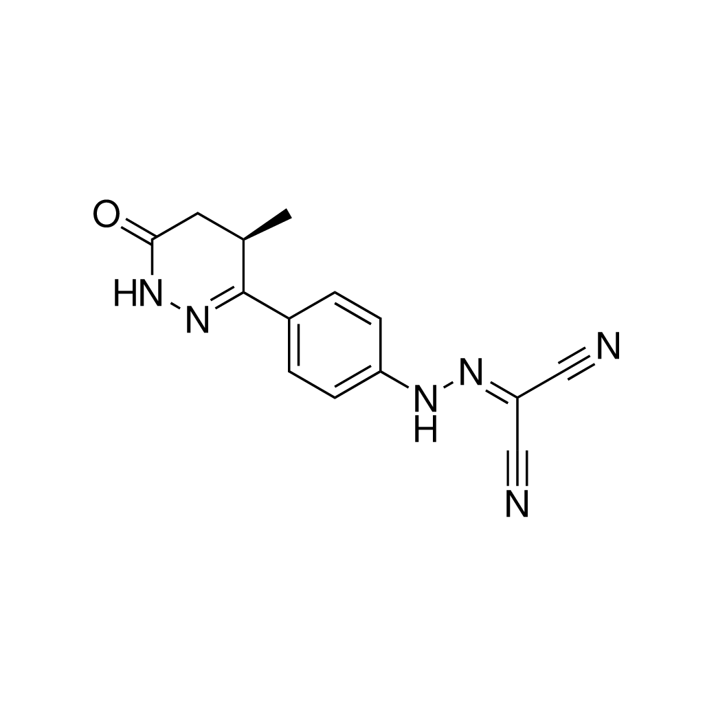 (R)-N-(4-(4-Methyl-6-oxo-1,4,5,6-tetrahydropyridazin-3-yl)phenyl)carbonohydrazonoyl dicyanide structure diagram