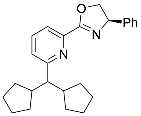 (R)-2-(6-(Dicyclopentylmethyl)pyridin-2-yl)-4-phenyl-4,5-dihydrooxazole structure diagram
