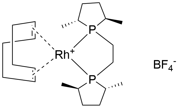 1,2-Bis((2R,5R)-2,5-dimethylphospholano)ethane(1,5-cyclooctadiene)rhodium(I) tetrafluoroborate structure diagram
