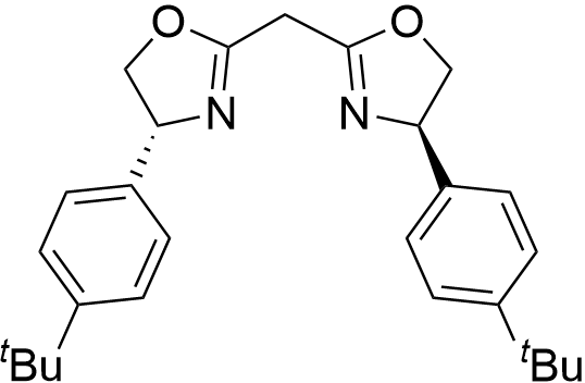 Bis((R)-4-(4-(tert-butyl)phenyl)-4,5-dihydrooxazol-2-yl)methane structure diagram
