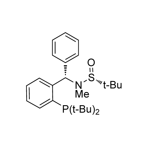 (R)-N-((S)-(2-(Di-tert-butylphosphino)phenyl)(phenyl)methyl)-N,2-dimethylpropane-2-sulfinamide structure diagram