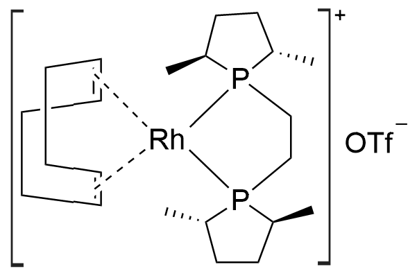 1,2-BIs((2S,5S)-2,5-dimethylphospholano)ethane(cyclooctadiene)rhodium(I) trifluoromethanesulfonate structure diagram