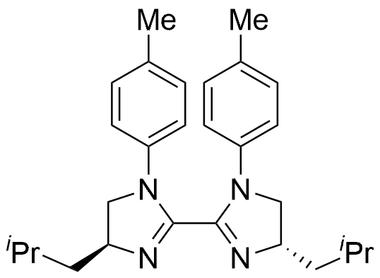 (4S,4'S)-4,4'-Diisobutyl-1,1'-di-p-tolyl-4,4',5,5'-tetrahydro-1H,1'H-2,2'-biimidazole structure diagram