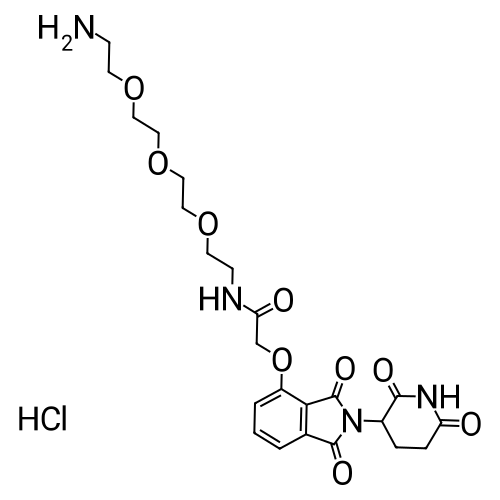 N-(2-(2-(2-(2-Aminoethoxy)ethoxy)ethoxy)ethyl)-2-((2-(2,6-dioxopiperidin-3-yl)-1,3-dioxoisoindolin-4-yl)oxy)acetamide hydrochloride structure diagram