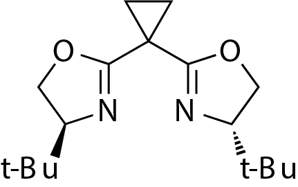 (4S,4'S)-2,2'-(Cyclopropane-1,1-diyl)bis(4-(tert-butyl)-4,5-dihydrooxazole) structure diagram