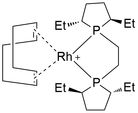 1,2-Bis((2R,5R)-2,5-diethylphospholano)ethane(cyclooctadiene)rhodium(I) structure diagram
