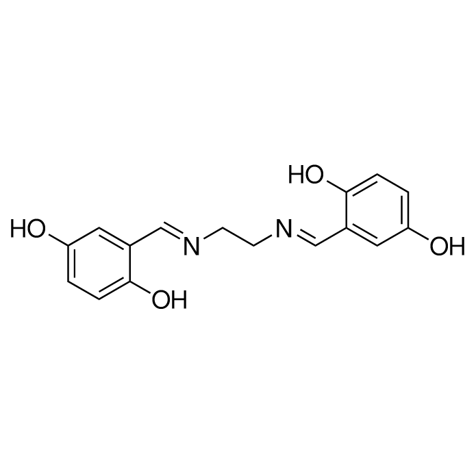 2,2'-((Ethane-1,2-diylbis(azanylylidene))bis(methanylylidene))bis(benzene-1,4-diol) structure diagram