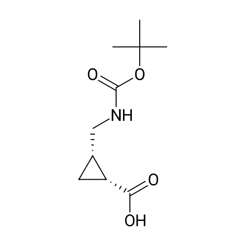 cis-2-(((tert-Butoxycarbonyl)amino)methyl)cyclopropanecarboxylic acid structure diagram