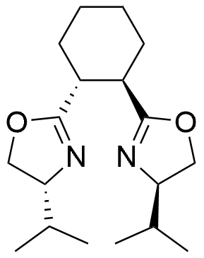 (1R,2R)-1,2-Bis((R)-4-isopropyl-4,5-dihydrooxazol-2-yl)cyclohexane structure diagram