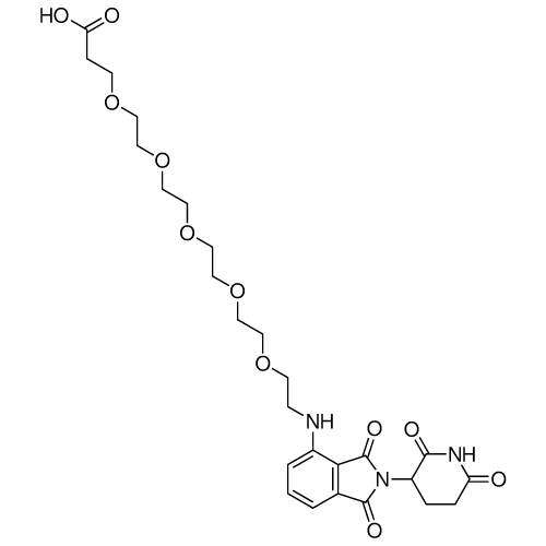 1-((2-(2,6-Dioxopiperidin-3-yl)-1,3-dioxoisoindolin-4-yl)amino)-3,6,9,12,15-pentaoxaoctadecan-18-oic acid structure diagram